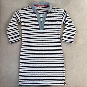 Southern Tide Collared Carolena Dress. XS. Navy/White Stripes.
